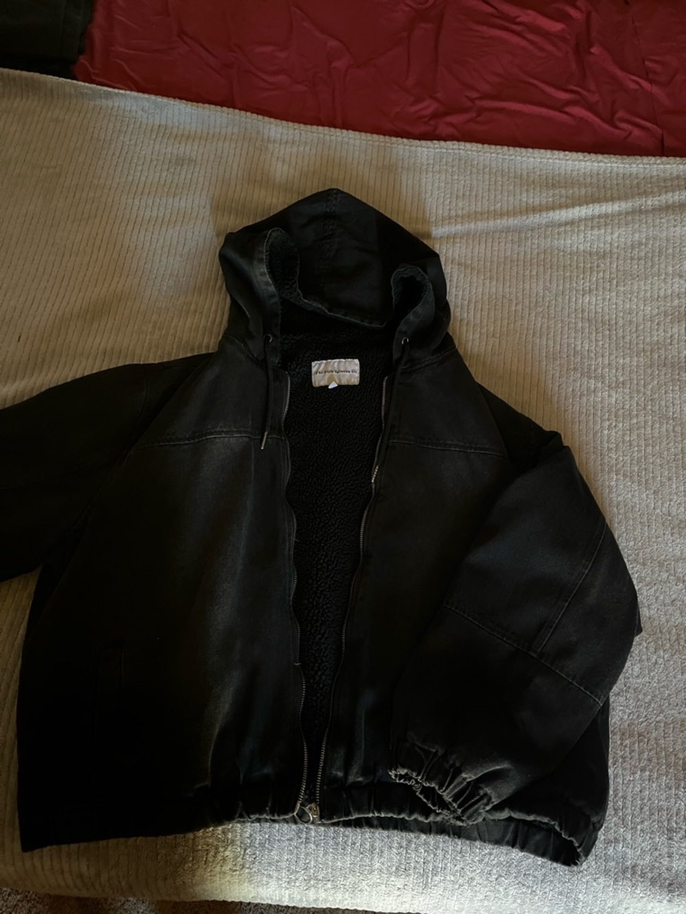 Mens Black Jacket with Sherpa Lining